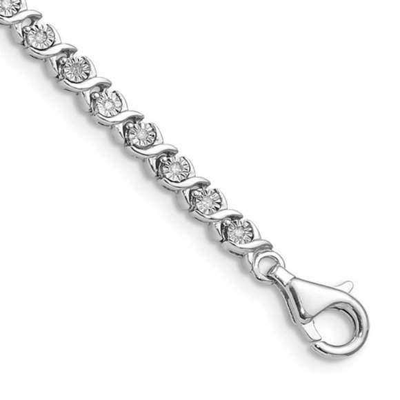 Sterling Silver Rhodium-plated Diamond Valentine's Tennis Bracelet - Picture 4 of 4